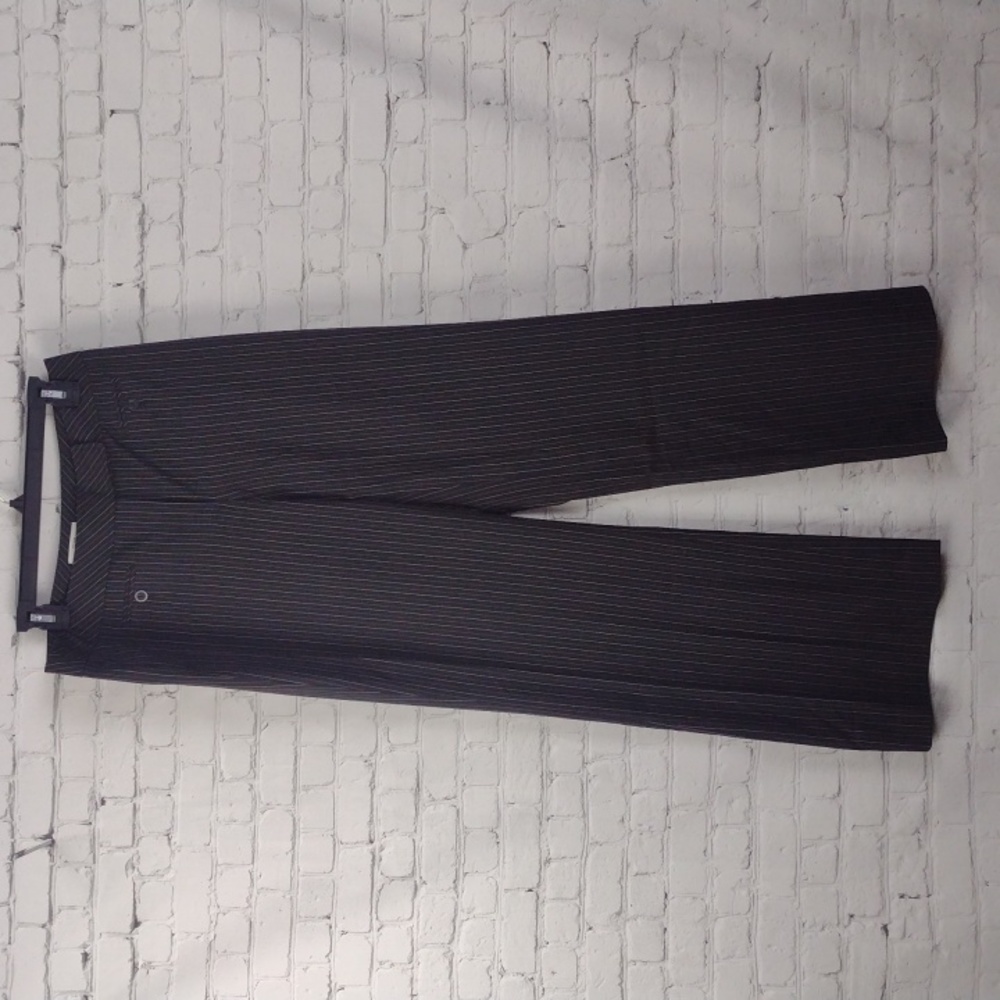 LOFT Black Pinstripe Wide Leg Trousers